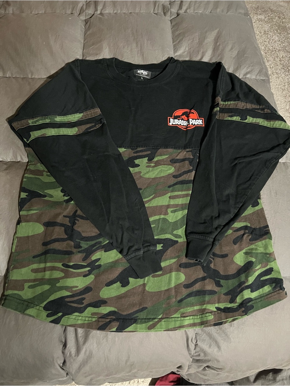 Jurassic Park Black & Green Camouflage Long-Sleeve Shirt